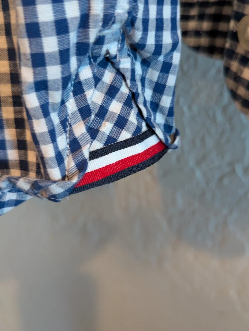 Tommy Hilfiger Navy and White Gingham Button-Down Shirt